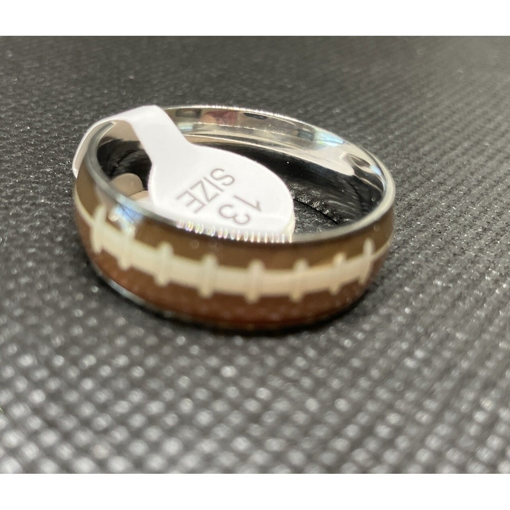 Jude Jewelers Football Ring Unisex Size 13 Brown Like New Sports Stainless Steel